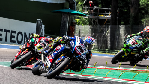 Toprak Razgatlioglu, Pata Yamaha Prometeon WorldSBK, Alvaro Bautista, Aruba.it Racing - Ducati, Imola RACE 1