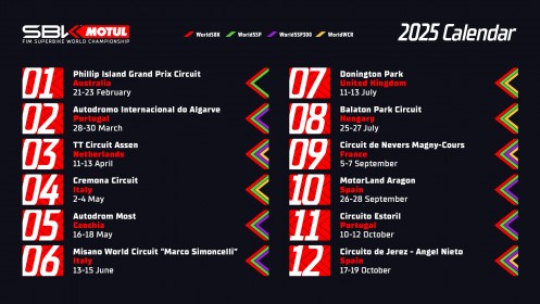 Provisional 2025 WorldSBK calendar