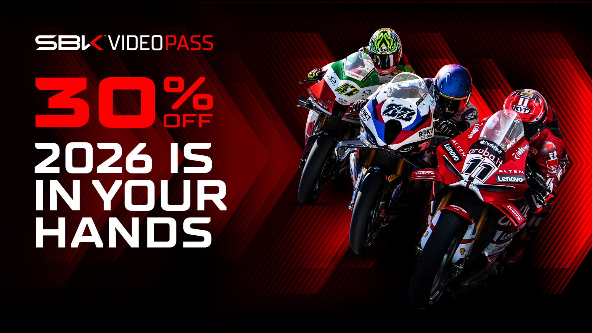 SAVE TODAY: Enjoy unparalleled access to the 2026 season and seasons prior with the WorldSBK VideoPass now 30% off!